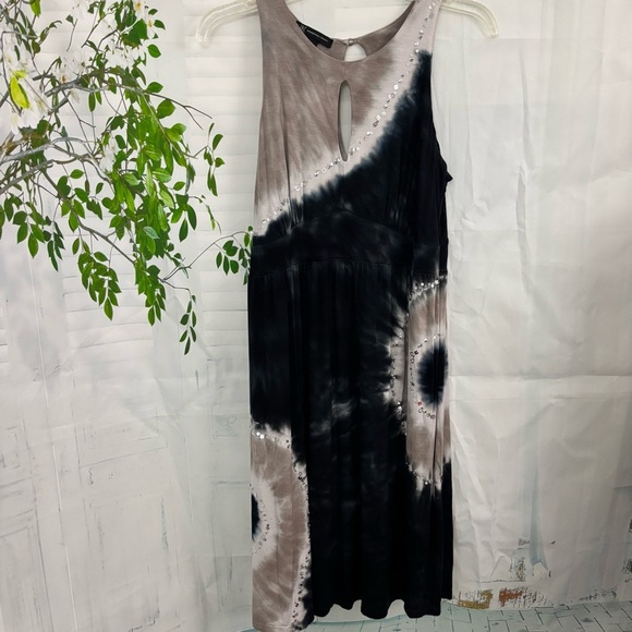 INC International Concepts Dresses & Skirts - INC International Concepts Black and Gray Tie-Dye Midi Dress